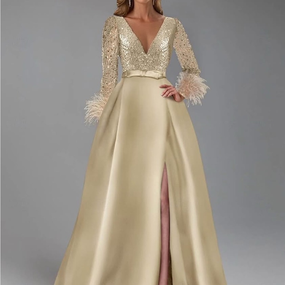 Elegant Gold Evening Gown